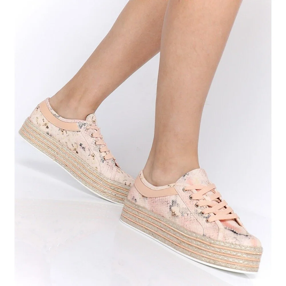 Call It Spring sneakers round Toe Platform light coral Sneaker SZ 8 -preowned-
